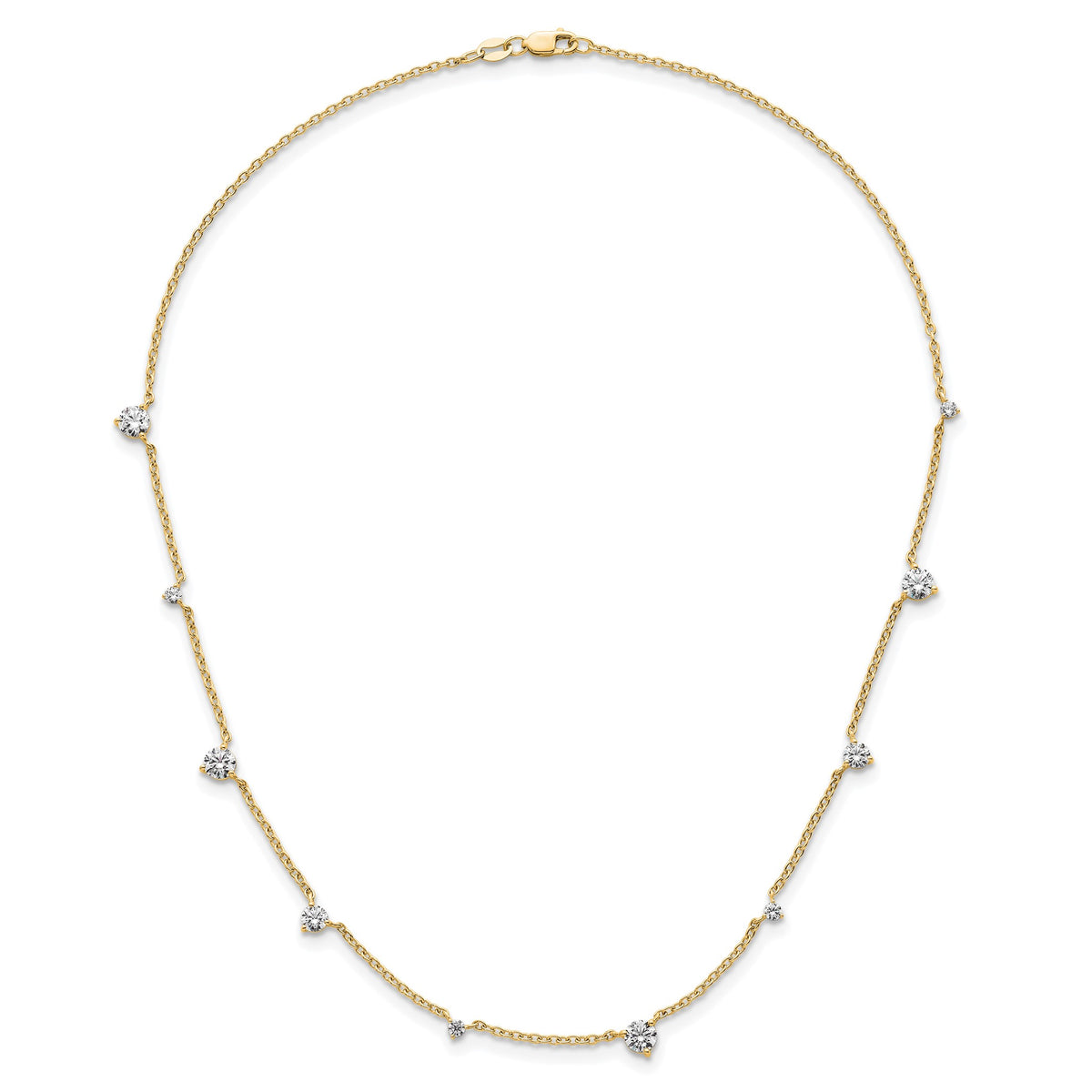 Lab-Grown Diamond Station Necklace in 14K Yellow Gold (2 1/10 ct. tw.), 16 Inch - Sophia Jewelers