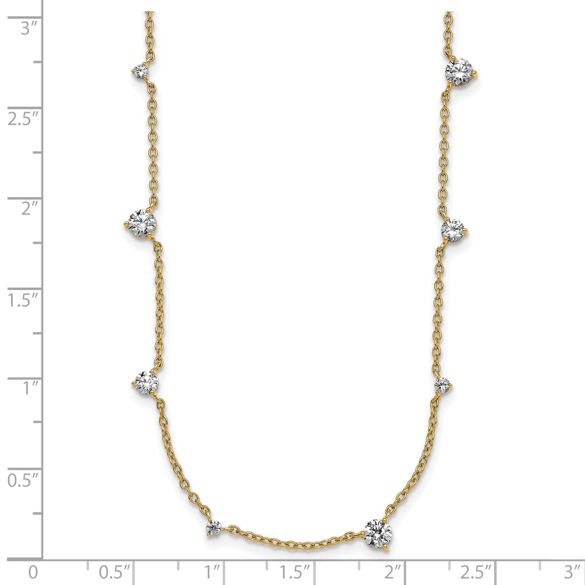 Lab-Grown Diamond Station Necklace in 14K Yellow Gold (2 1/10 ct. tw.), 16 Inch - Sophia Jewelers