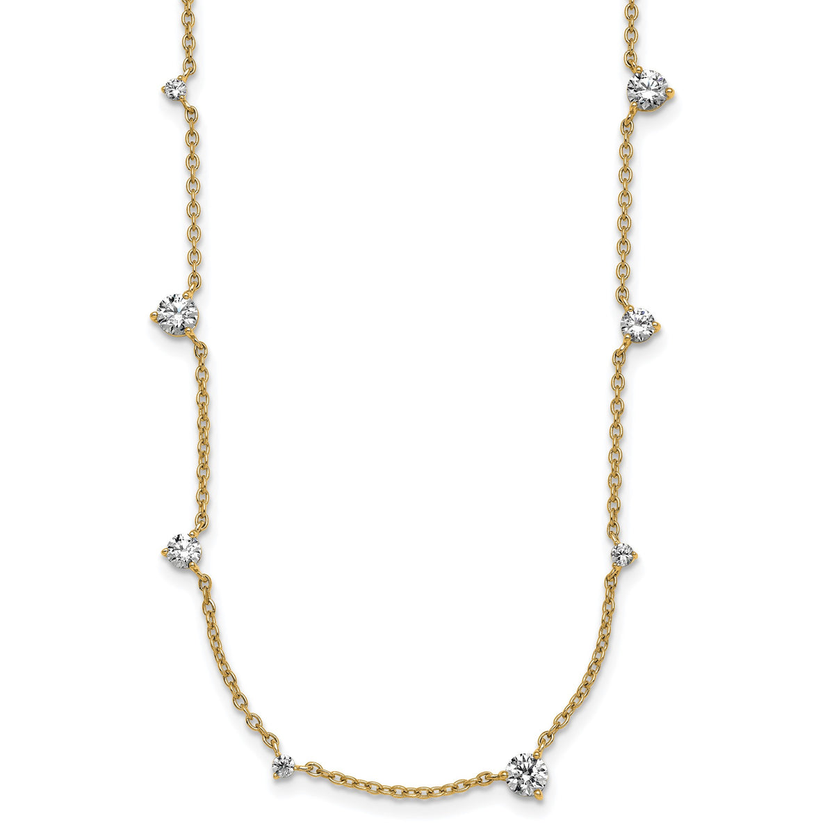 Lab-Grown Diamond Station Necklace in 14K Yellow Gold (2 1/10 ct. tw.), 16 Inch - Sophia Jewelers