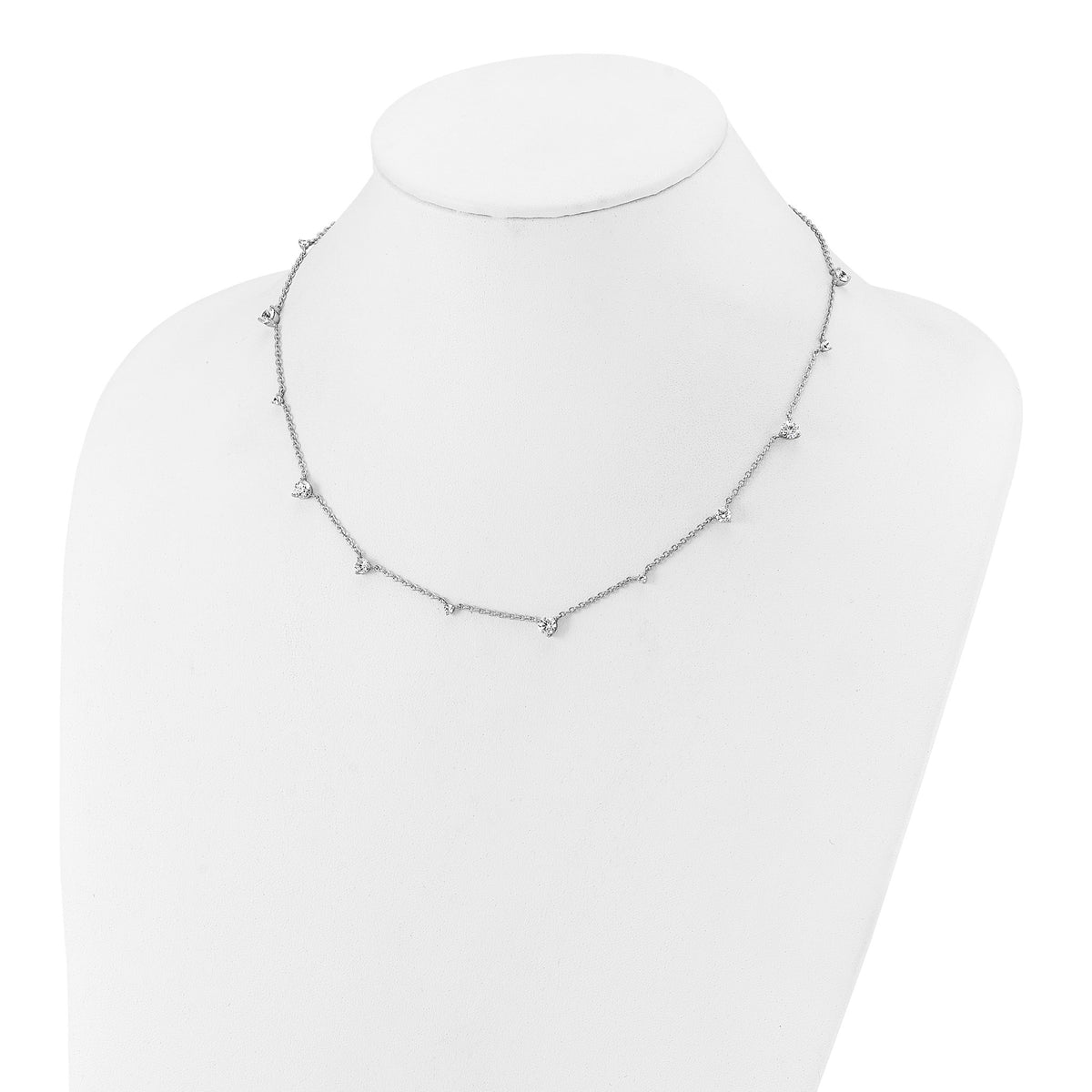 Lab-Grown Diamond Station Necklace in 14K White Gold (2 3/8 ct. tw.), 18 Inch - Sophia Jewelers