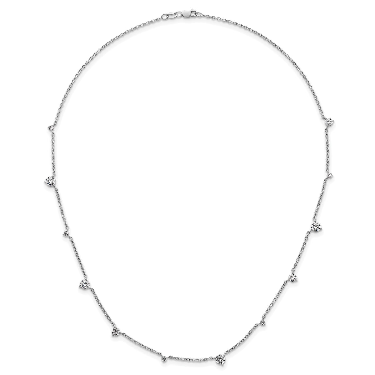 Lab-Grown Diamond Station Necklace in 14K White Gold (2 3/8 ct. tw.), 18 Inch - Sophia Jewelers