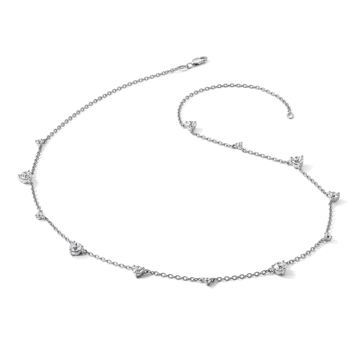 Lab-Grown Diamond Station Necklace in 14K White Gold (2 3/8 ct. tw.), 18 Inch - Sophia Jewelers