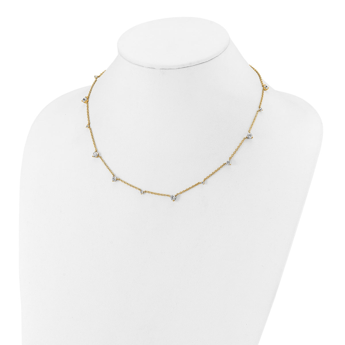 Lab-Grown Diamond Station Necklace in 14K Yellow Gold (2 3/8 ct. tw.), 18 Inch - Sophia Jewelers