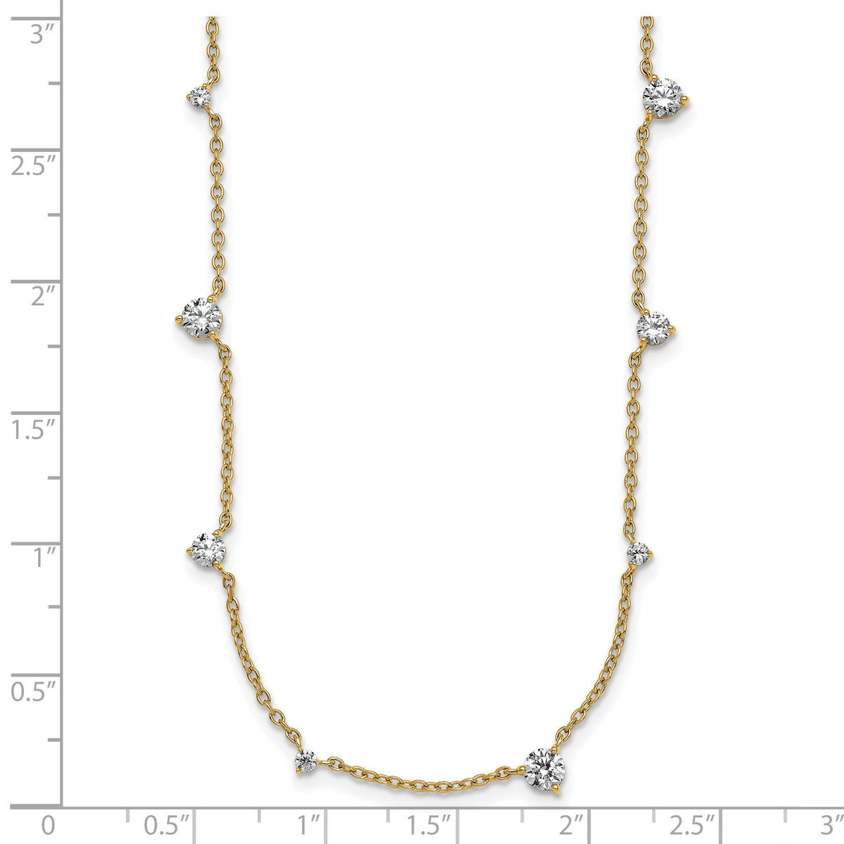 Lab-Grown Diamond Station Necklace in 14K Yellow Gold (2 3/8 ct. tw.), 18 Inch - Sophia Jewelers
