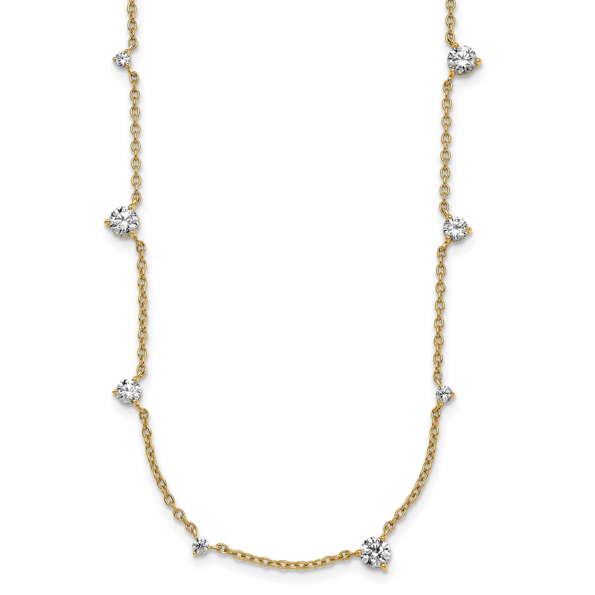 Lab-Grown Diamond Station Necklace in 14K Yellow Gold (2 3/8 ct. tw.), 18 Inch - Sophia Jewelers