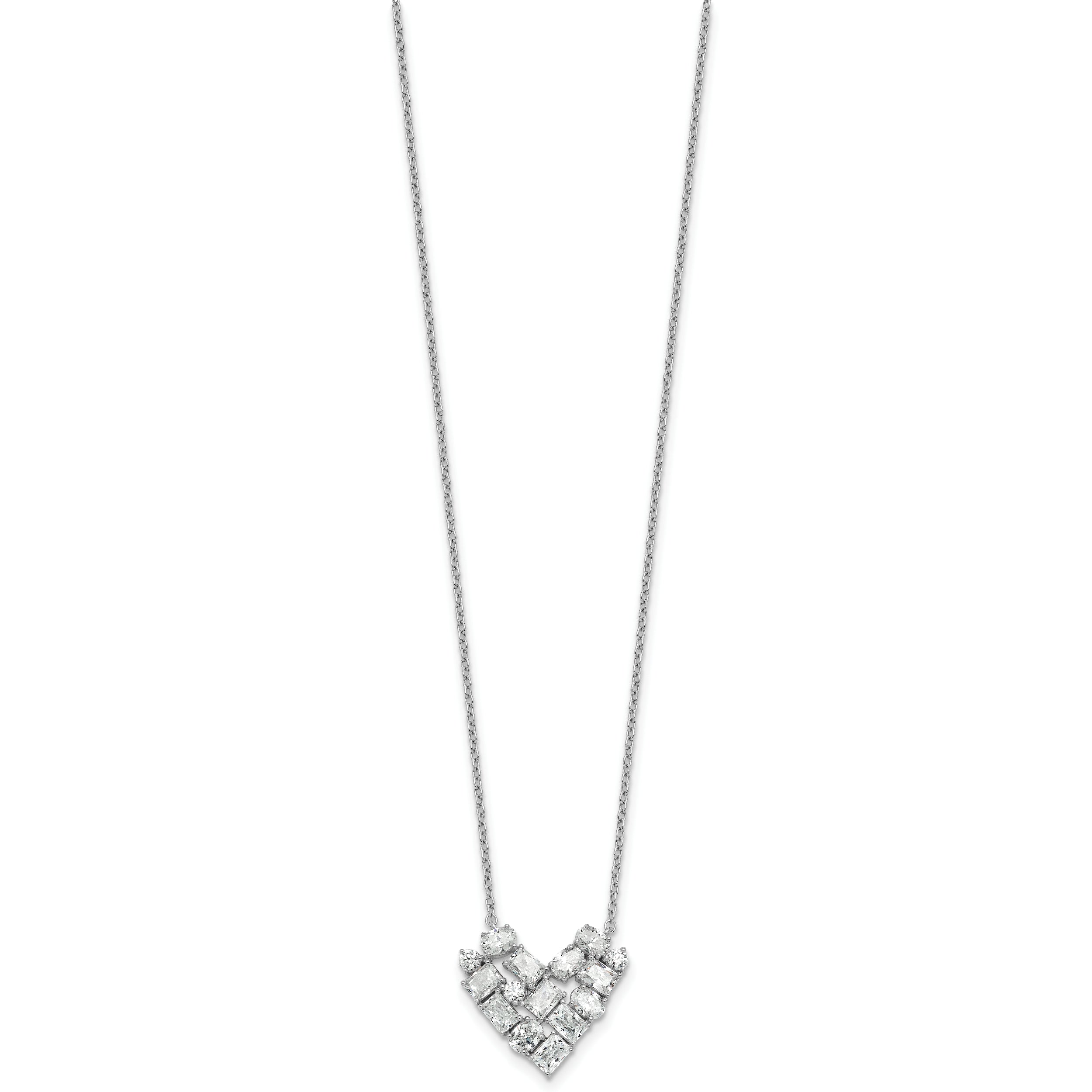 14k White Gold 1 1/4 carat Lab Grown Diamond VS/SI+ G+ Complete 18 inch Cluster Heart Necklace