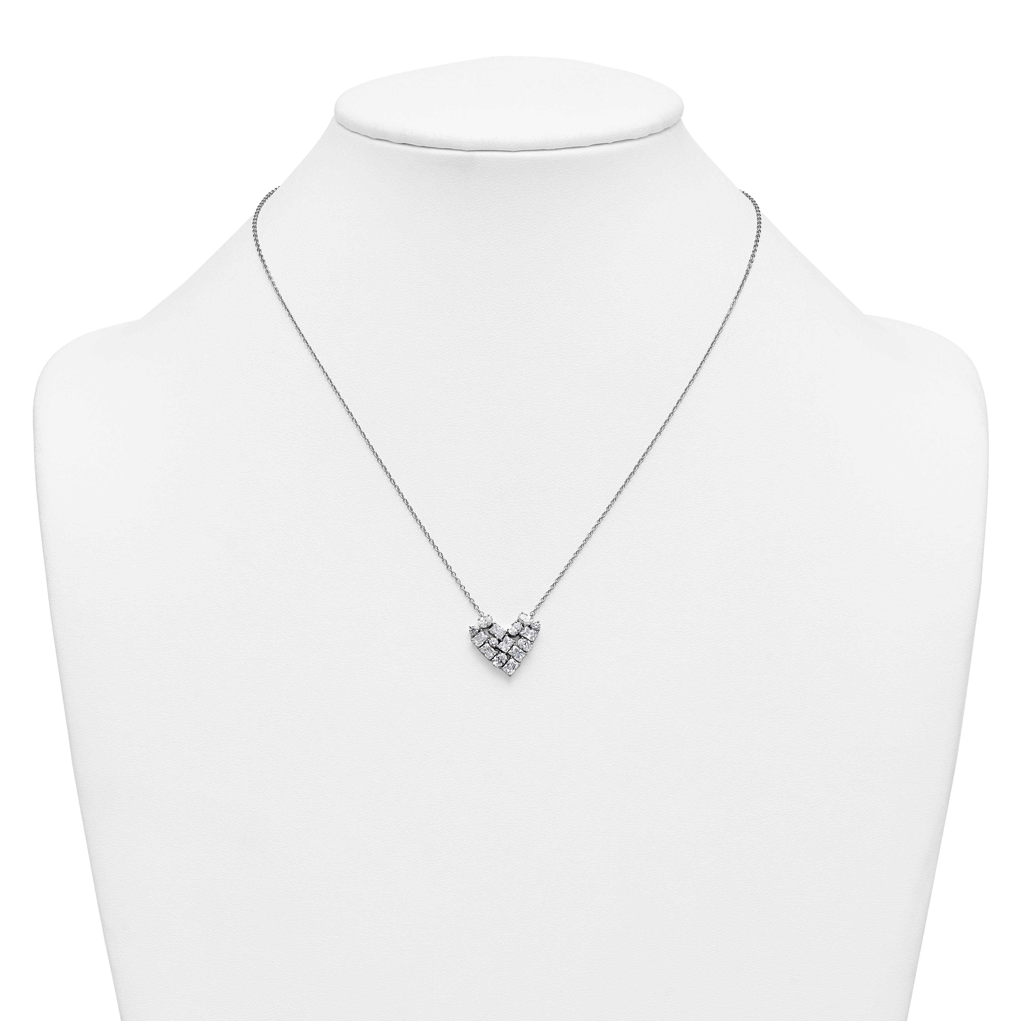 14k White Gold 1 1/4 carat Lab Grown Diamond VS/SI+ G+ Complete 18 inch Cluster Heart Necklace