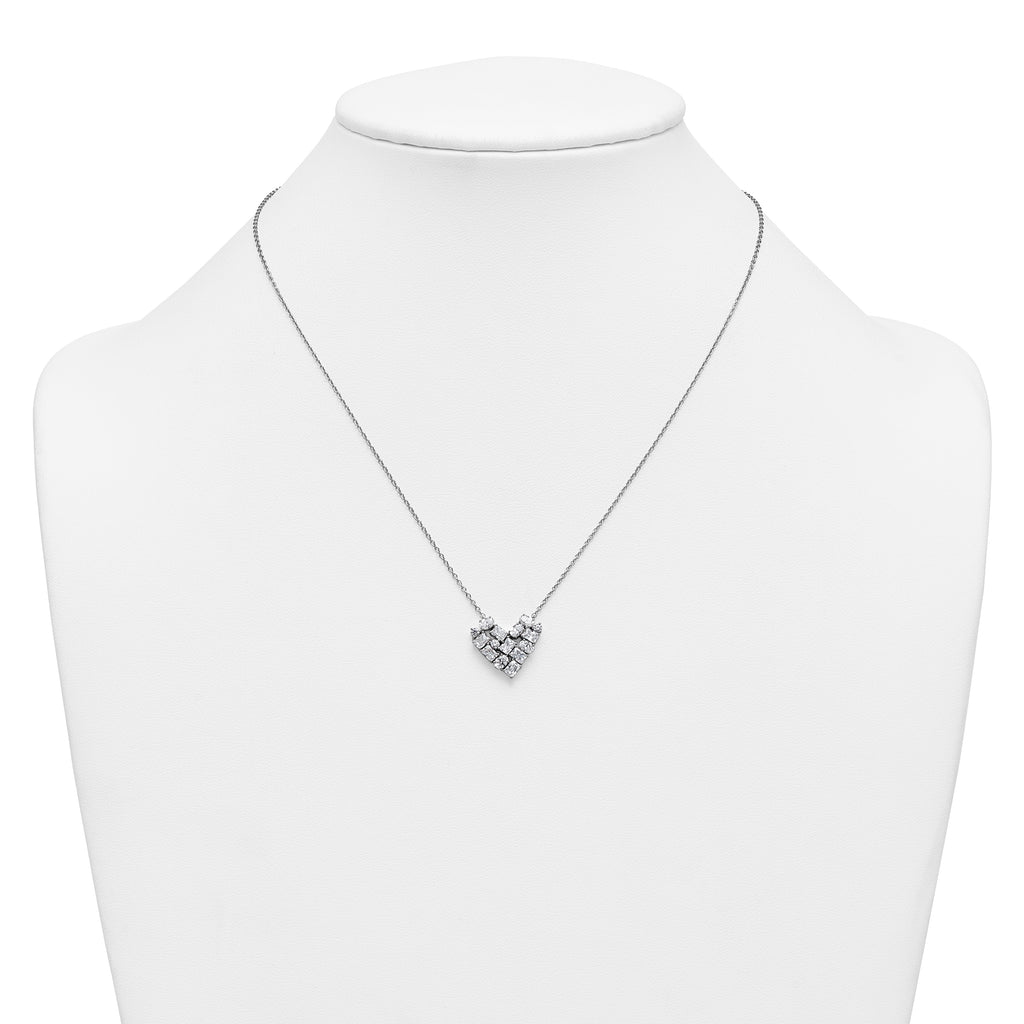 14k White Gold 1 1/4 carat Lab Grown Diamond VS/SI+ G+ Complete 18 inch Cluster Heart Necklace