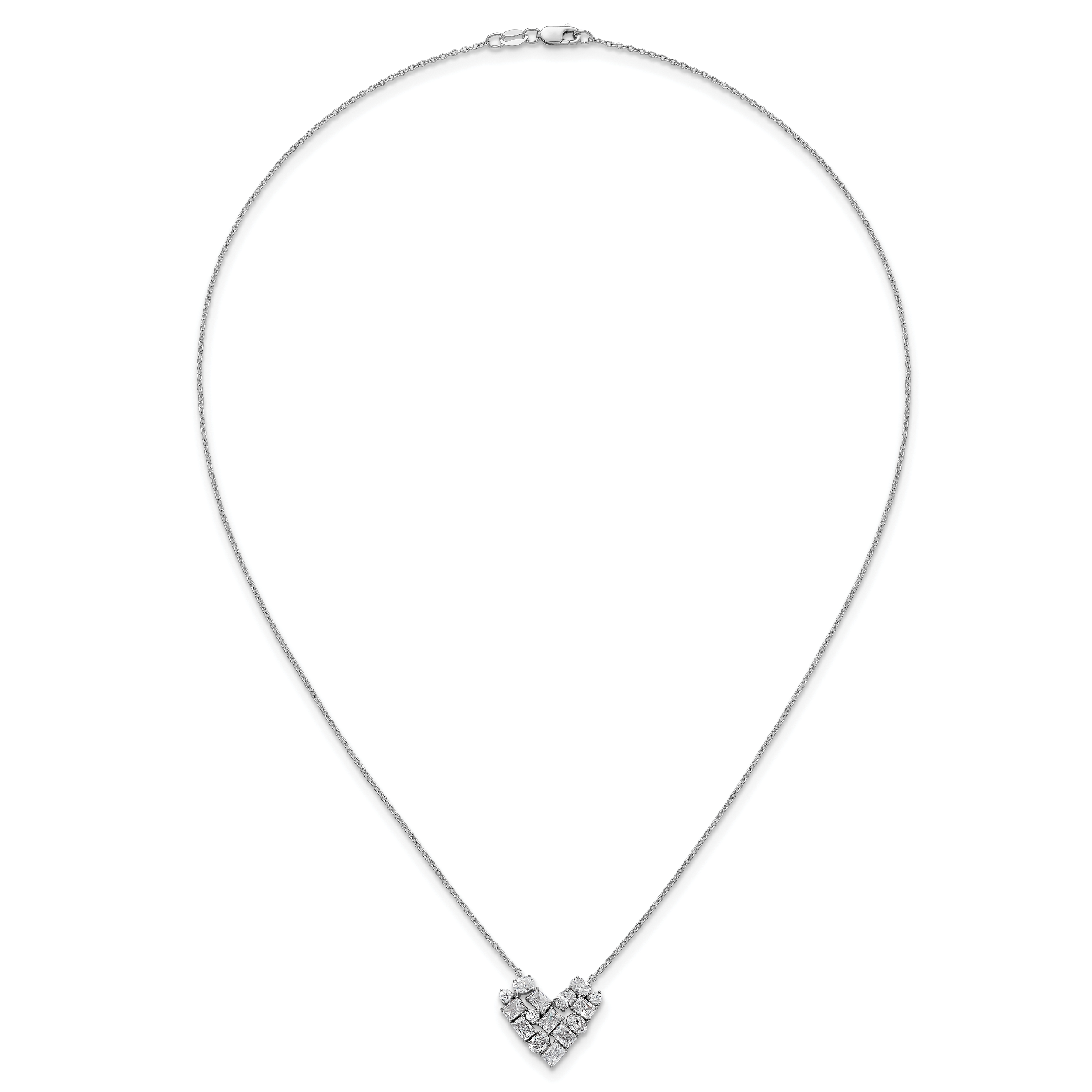 14k White Gold 1 1/4 carat Lab Grown Diamond VS/SI+ G+ Complete 18 inch Cluster Heart Necklace