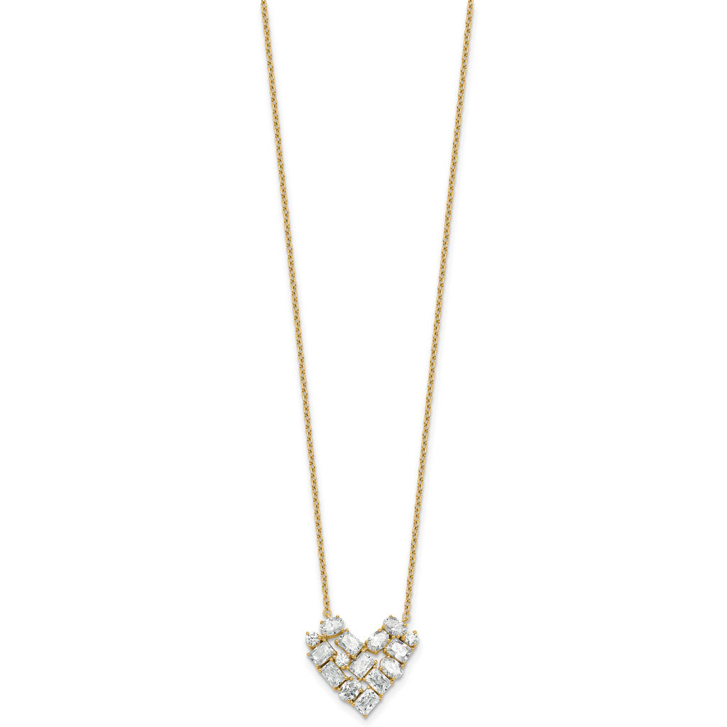 14k 1 1/4 carat Lab Grown Diamond VS/SI+ G+ Complete 18 inch Cluster Heart Necklace