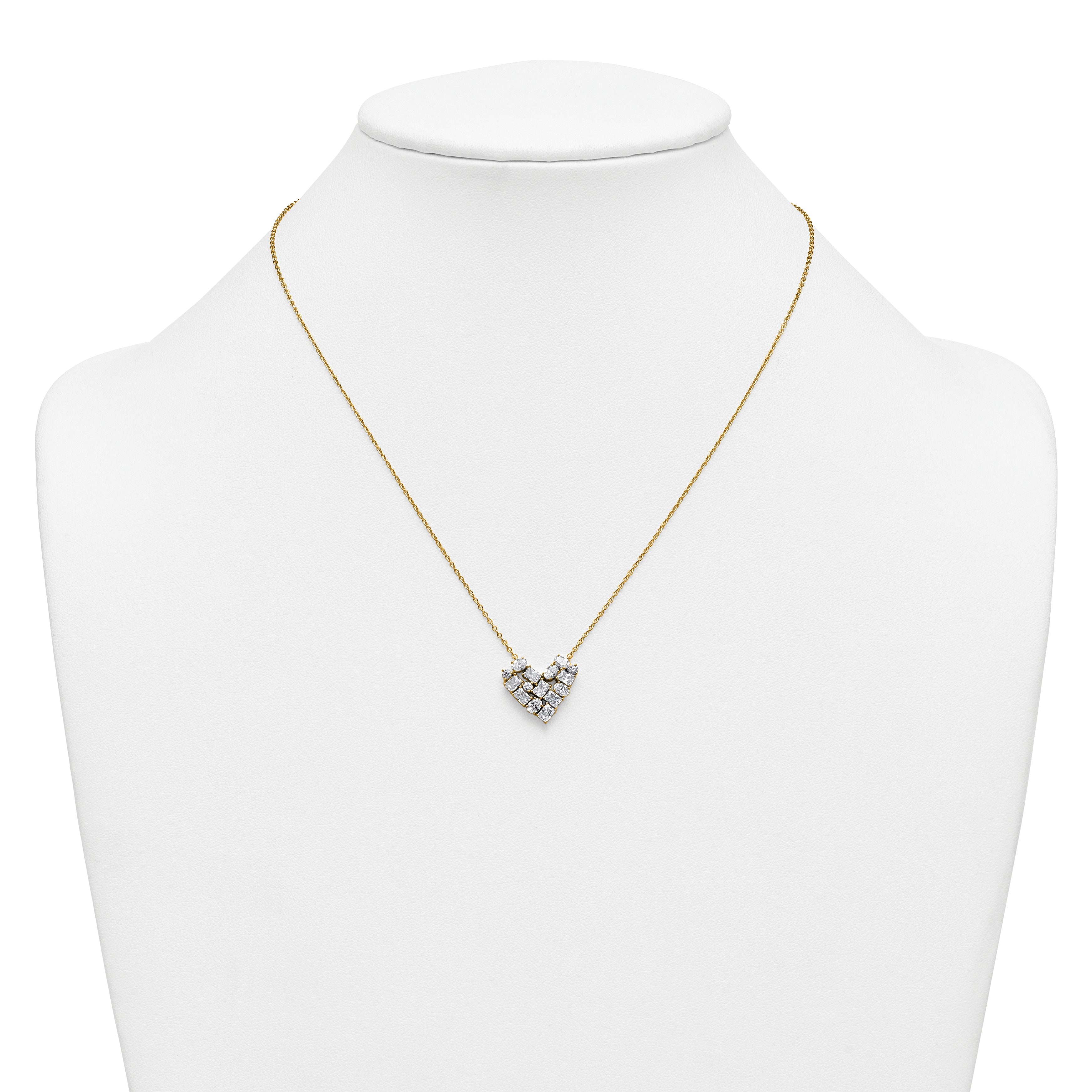 14k 1 1/4 carat Lab Grown Diamond VS/SI+ G+ Complete 18 inch Cluster Heart Necklace