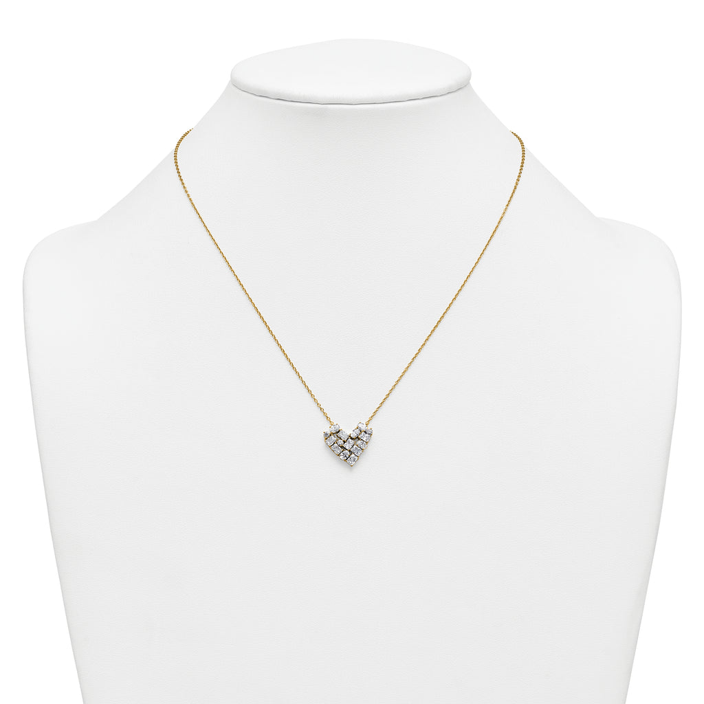 14k 1 1/4 carat Lab Grown Diamond VS/SI+ G+ Complete 18 inch Cluster Heart Necklace