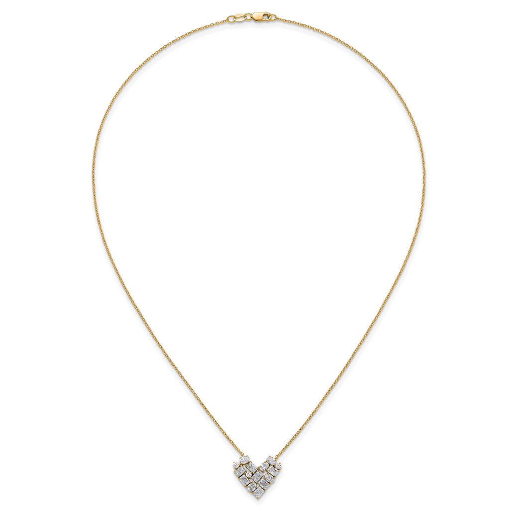 14k 1 1/4 carat Lab Grown Diamond VS/SI+ G+ Complete 18 inch Cluster Heart Necklace