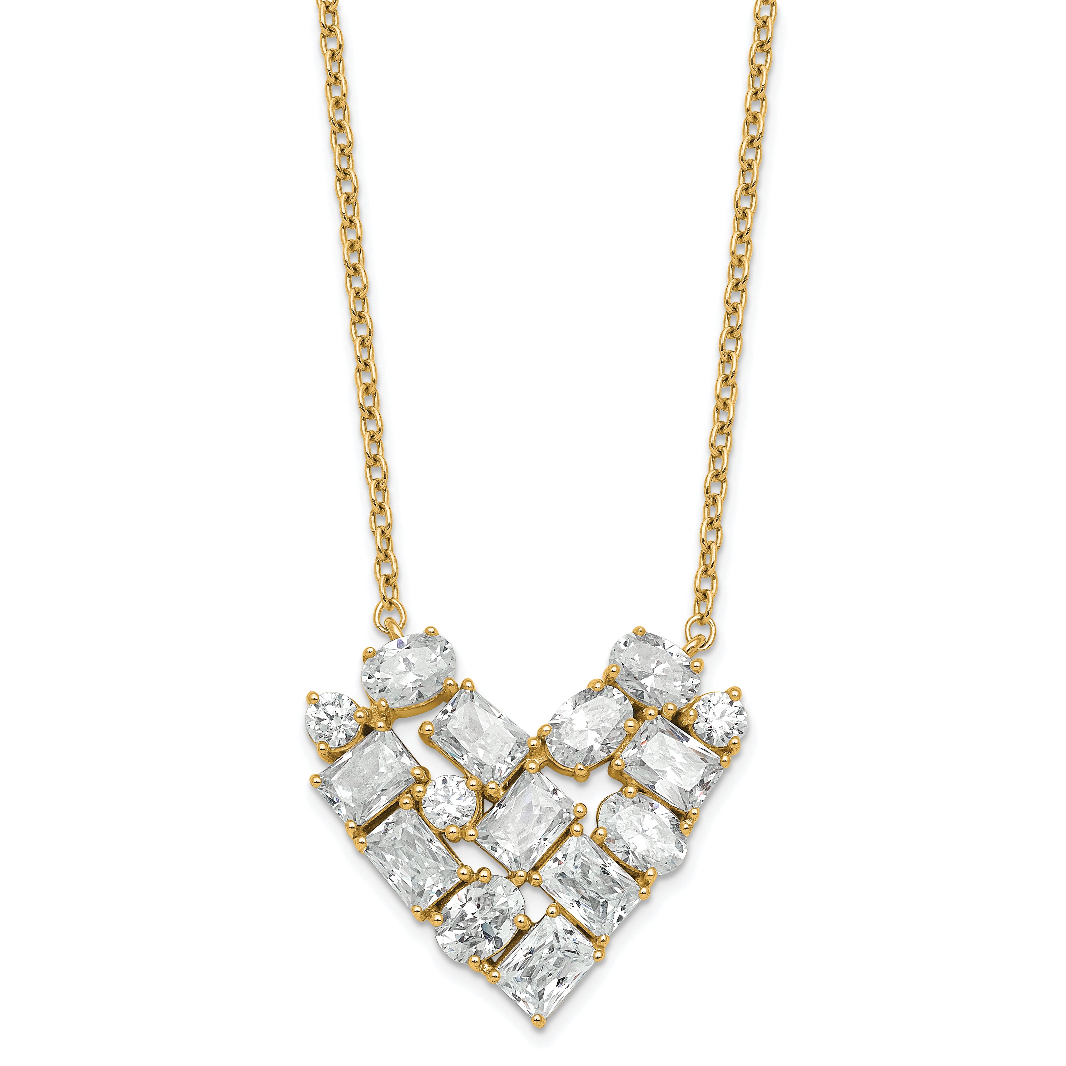 14k 1 1/4 carat Lab Grown Diamond VS/SI+ G+ Complete 18 inch Cluster Heart Necklace