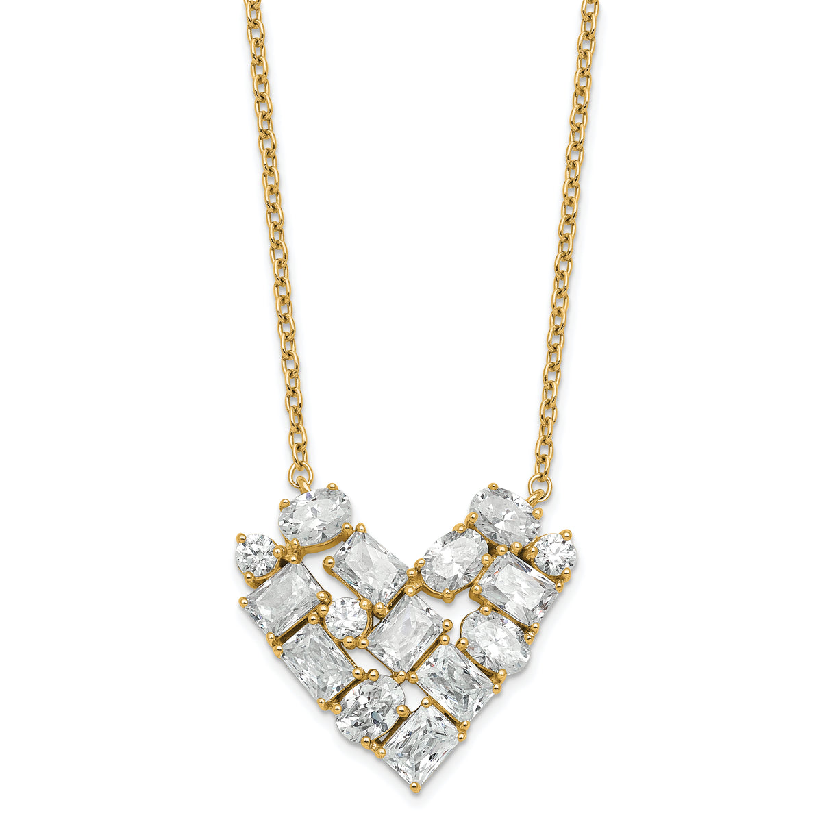 14k 1 1/4 carat Lab Grown Diamond VS/SI+ G+ Complete 18 inch Cluster Heart Necklace
