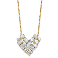 14k 1 1/4 carat Lab Grown Diamond VS/SI+ G+ Complete 18 inch Cluster Heart Necklace