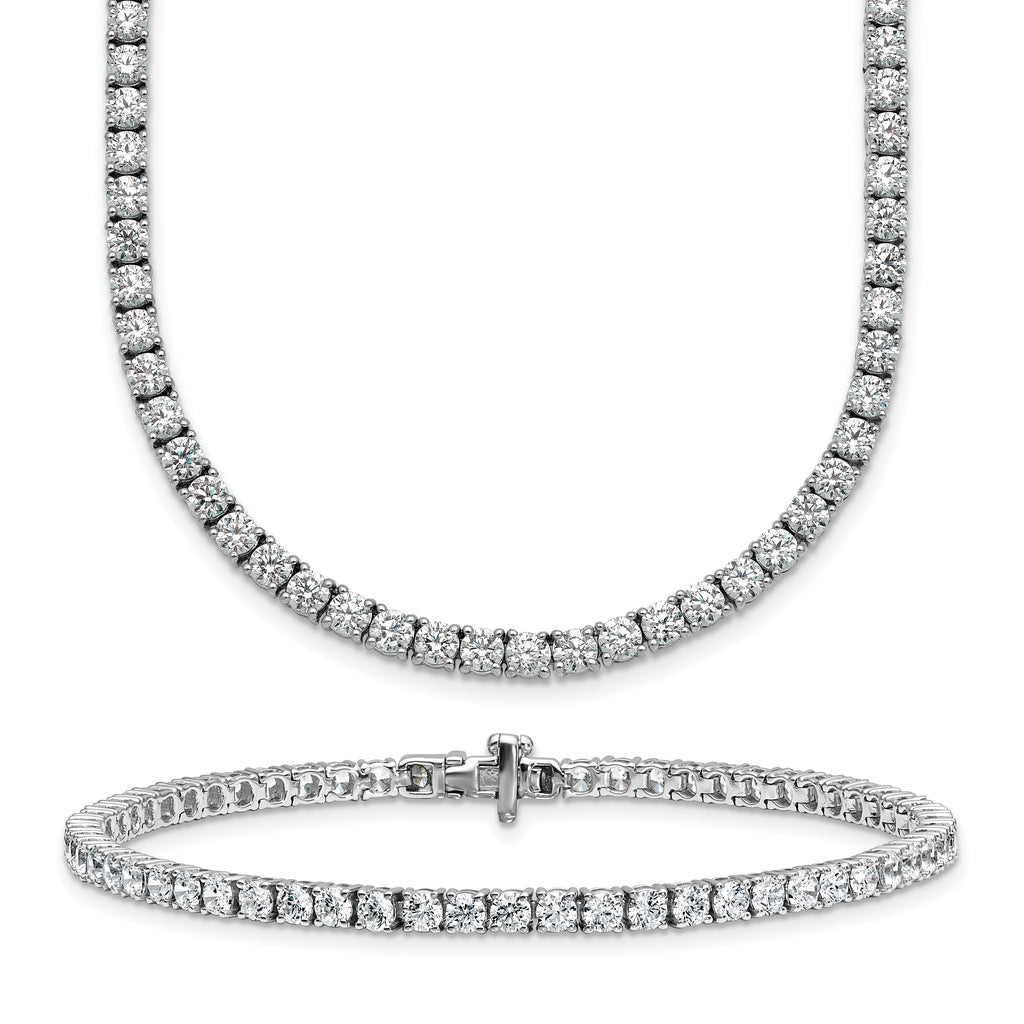 14k White Gold 16 7/8 carat Lab Grown Diamond VS/SI+ G+ Complete Convertible Tennis Necklace and Bracelet