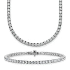 14k White Gold 16 7/8 carat Lab Grown Diamond VS/SI+ G+ Complete Convertible Tennis Necklace and Bracelet