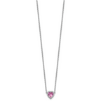 14kw 1/10 carat Lab Grown Diamond VS+ F+ and Genuine Pink Sapphire Complete 18 inch Heart Necklace
