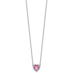 14kw 1/6 carat Lab Grown Diamond VS+ F+ and Genuine Pink Sapphire Complete 18 inch Heart Necklace