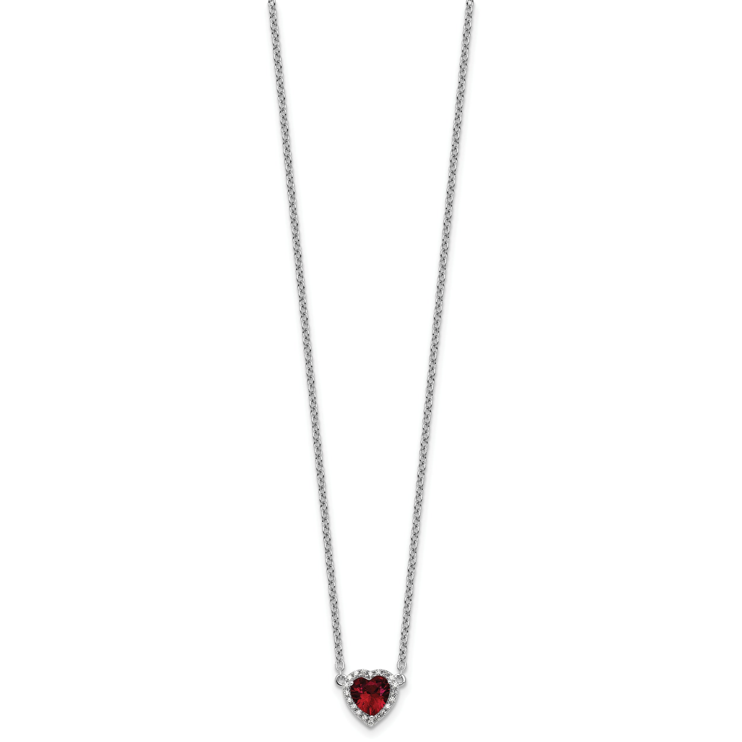 14kw 1/10 carat Lab Grown Diamond VS+ F+ and Genuine Ruby Complete 18 inch Heart Necklace