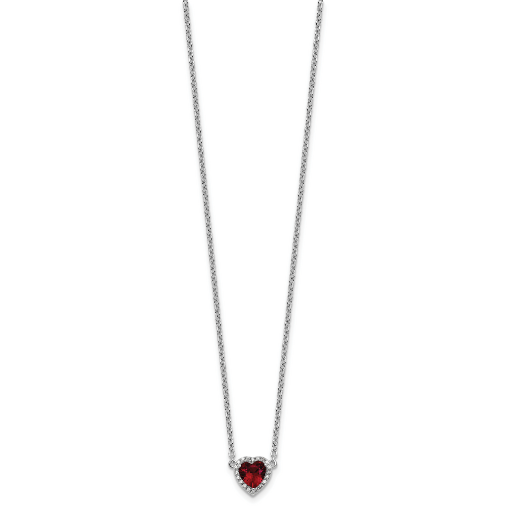 14kw 1/10 carat Lab Grown Diamond VS+ F+ and Genuine Ruby Complete 18 inch Heart Necklace