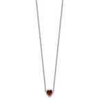 14kw 1/10 carat Lab Grown Diamond VS+ F+ and Genuine Ruby Complete 18 inch Heart Necklace