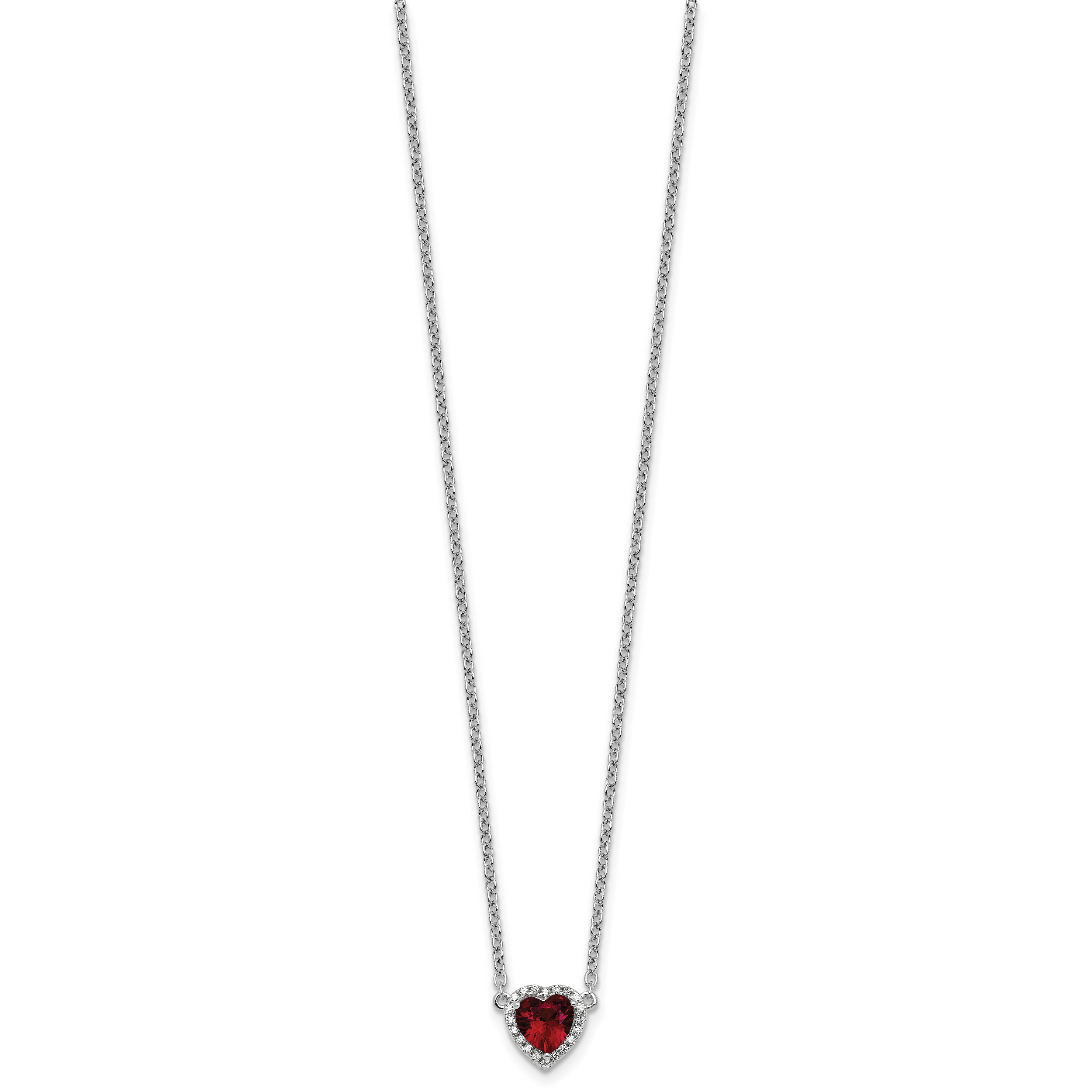 14kw 1/10 carat Lab Grown Diamond VS+ F+ and Genuine Ruby Complete 18 inch Heart Necklace