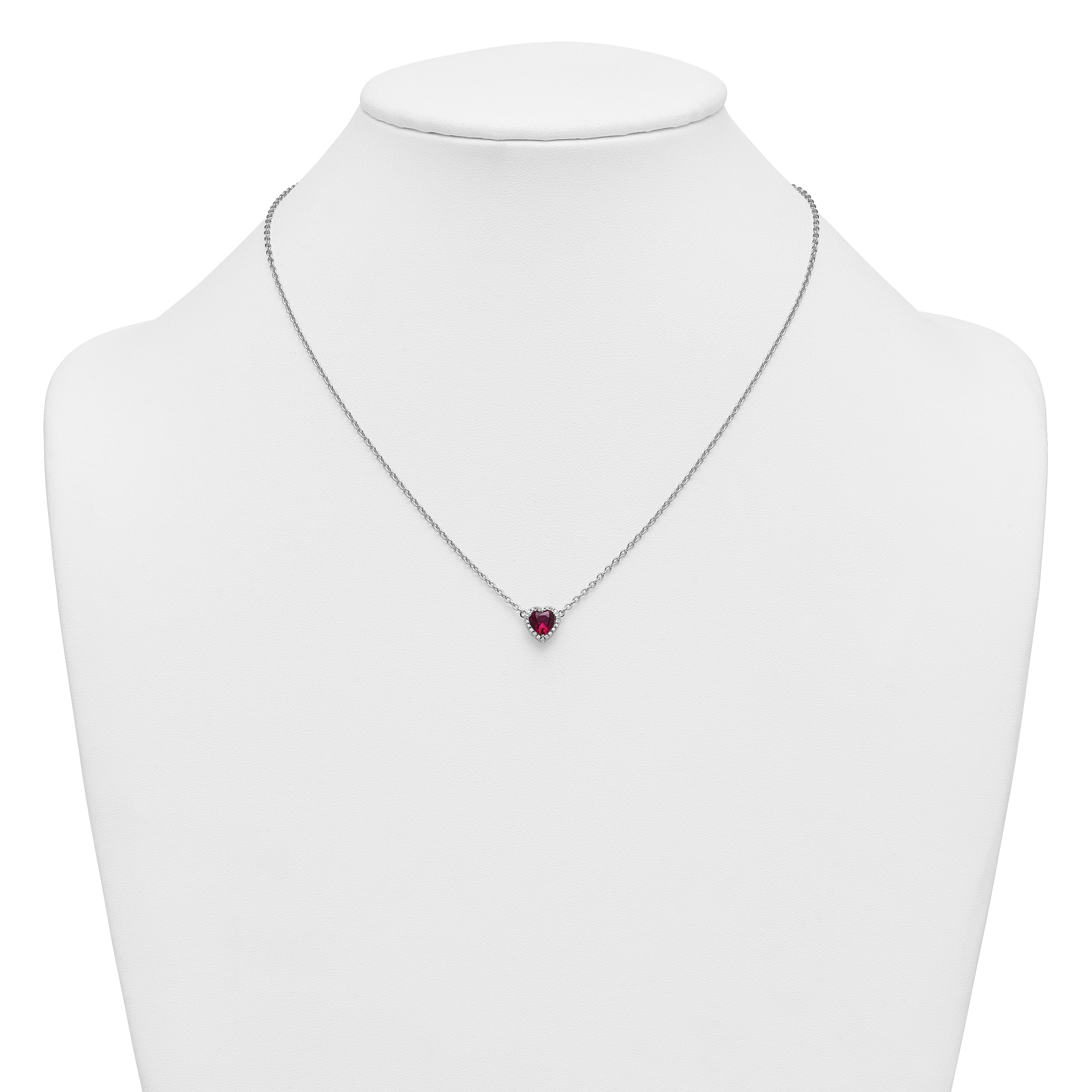 14kw 1/10 carat Lab Grown Diamond VS+ F+ and Genuine Ruby Complete 18 inch Heart Necklace