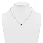 14kw 1/10 carat Lab Grown Diamond VS+ F+ and Genuine Ruby Complete 18 inch Heart Necklace