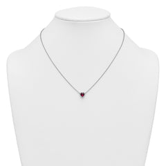 14kw 1/10 carat Lab Grown Diamond VS+ F+ and Genuine Ruby Complete 18 inch Heart Necklace