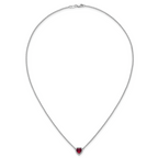 14kw 1/10 carat Lab Grown Diamond VS+ F+ and Genuine Ruby Complete 18 inch Heart Necklace