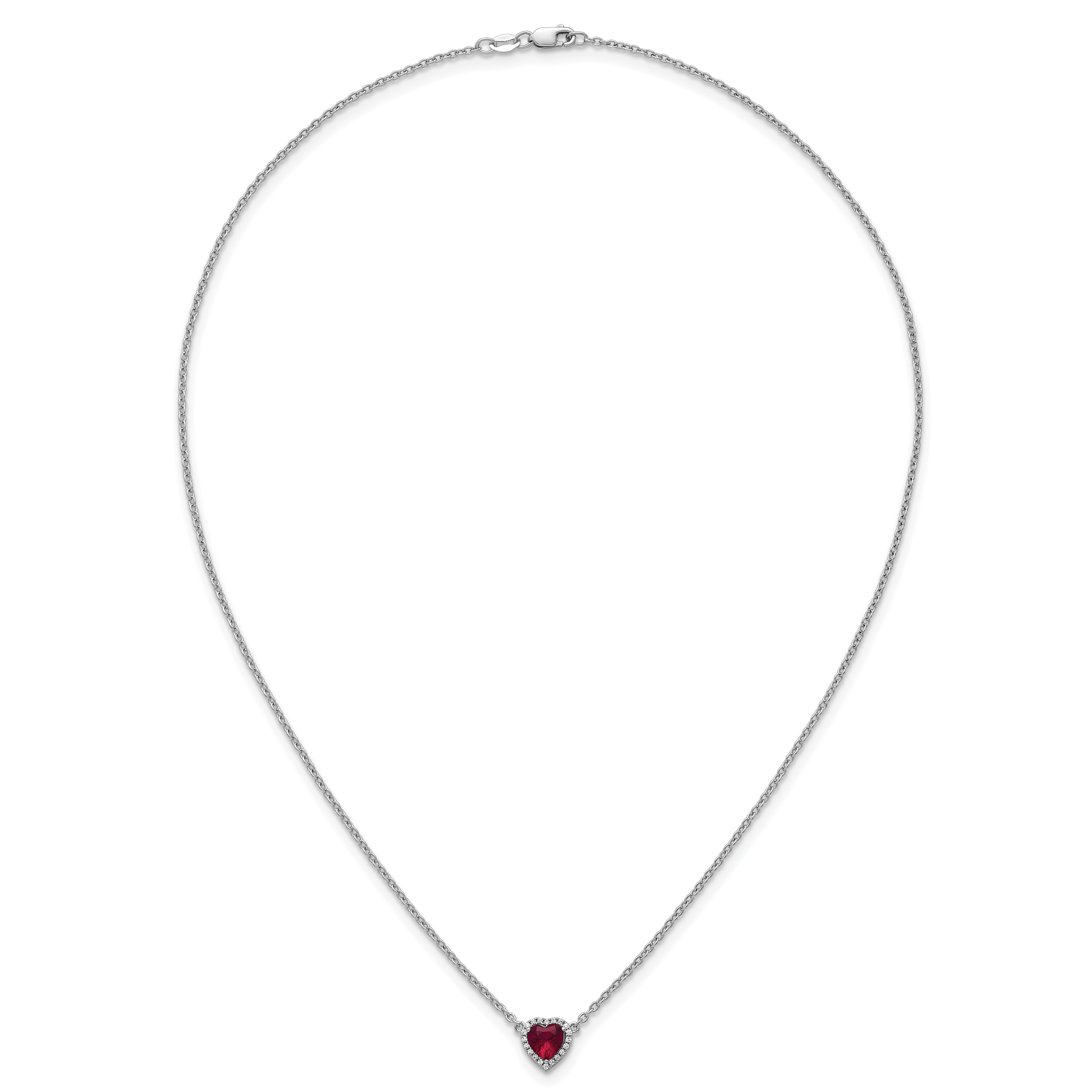 14kw 1/10 carat Lab Grown Diamond VS+ F+ and Genuine Ruby Complete 18 inch Heart Necklace