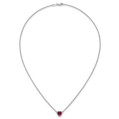 14kw 1/10 carat Lab Grown Diamond VS+ F+ and Genuine Ruby Complete 18 inch Heart Necklace
