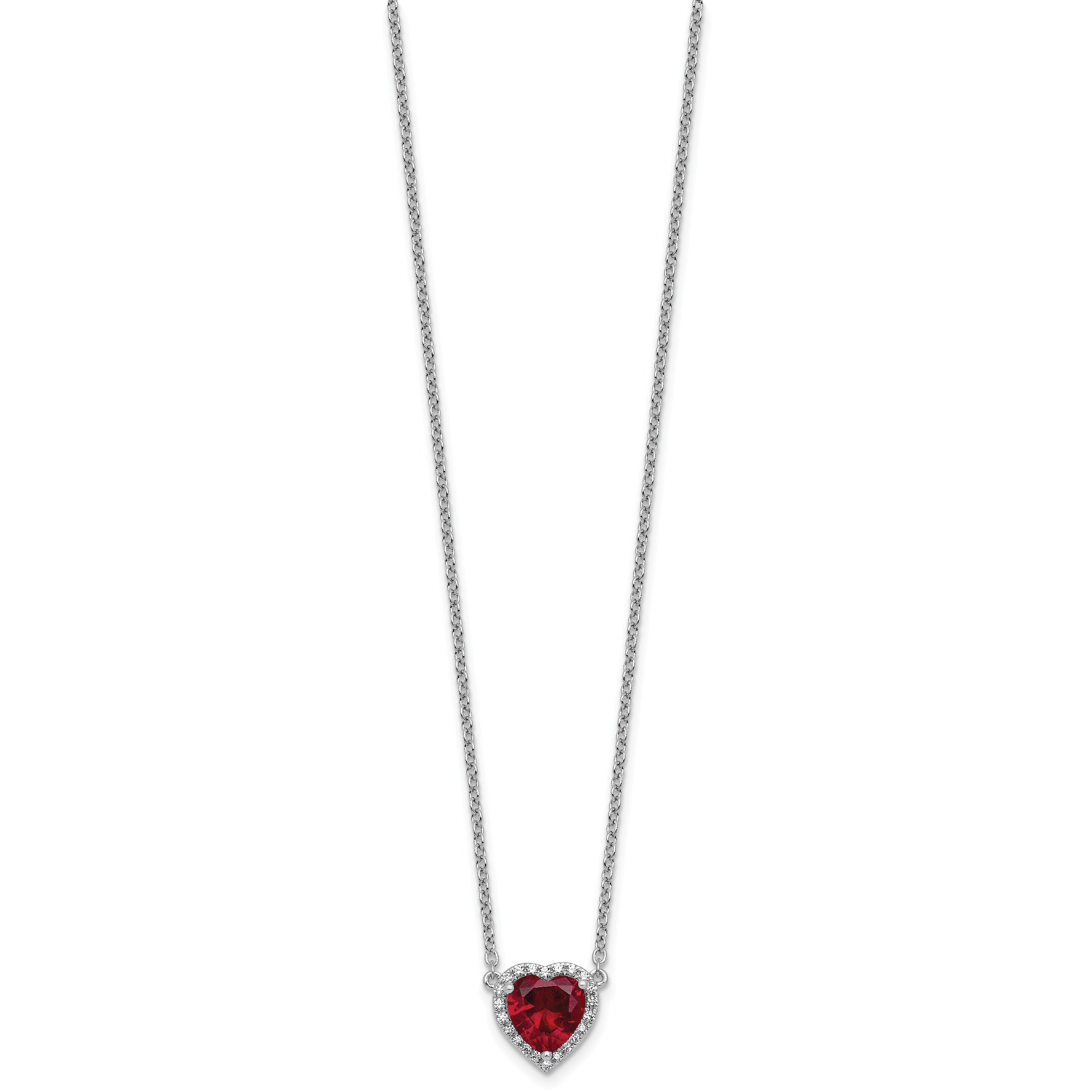 14kw 1/6 carat Lab Grown Diamond VS+ F+ and Genuine Ruby Complete 18 inch Heart Necklace