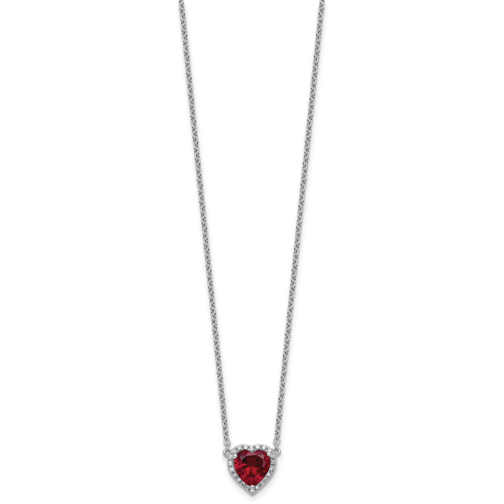 14kw 1/6 carat Lab Grown Diamond VS+ F+ and Genuine Ruby Complete 18 inch Heart Necklace
