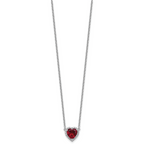 14kw 1/6 carat Lab Grown Diamond VS+ F+ and Genuine Ruby Complete 18 inch Heart Necklace