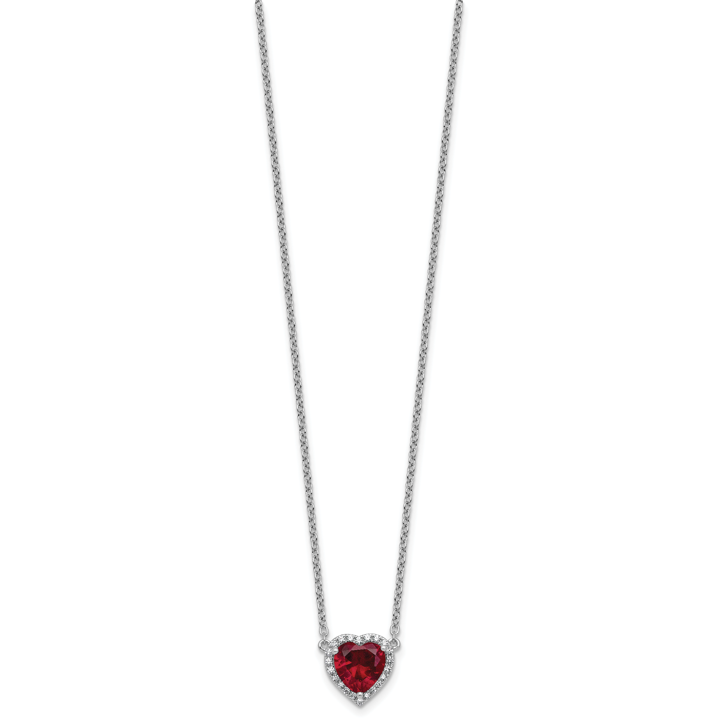 14kw 1/6 carat Lab Grown Diamond VS+ F+ and Genuine Ruby Complete 18 inch Heart Necklace