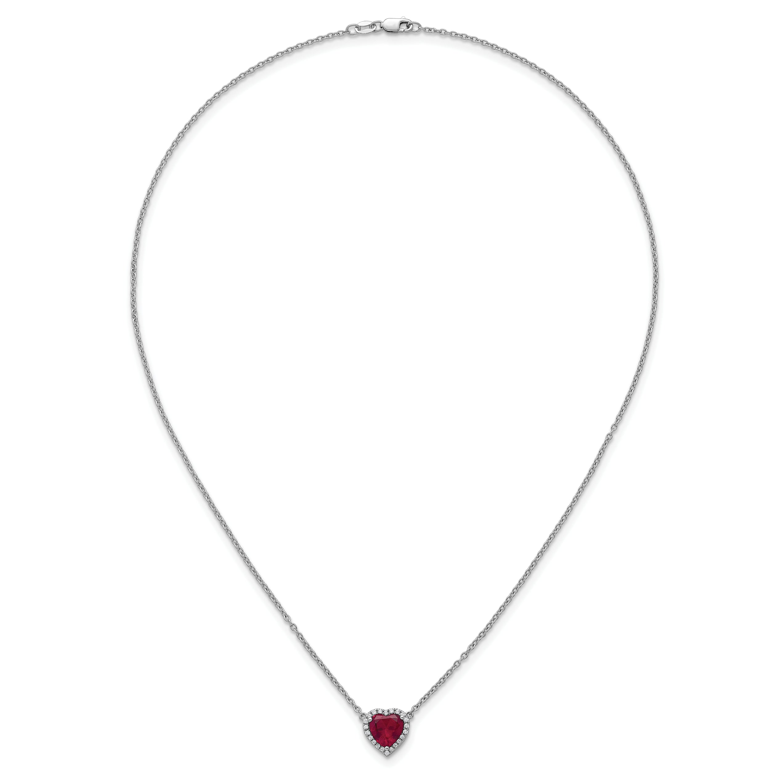 14kw 1/6 carat Lab Grown Diamond VS+ F+ and Genuine Ruby Complete 18 inch Heart Necklace