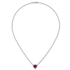14kw 1/6 carat Lab Grown Diamond VS+ F+ and Genuine Ruby Complete 18 inch Heart Necklace