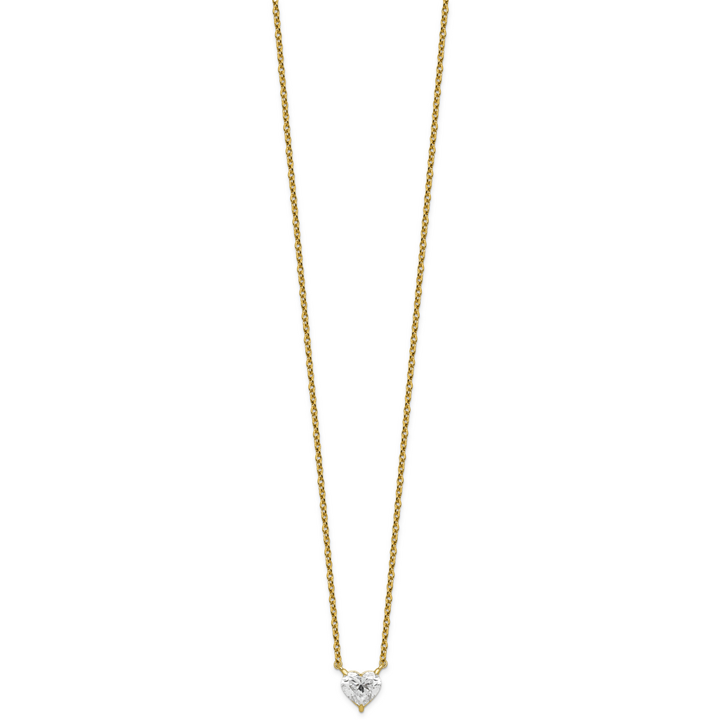 14ky Heart Certified Lab Grown VS/SI+ G+ Complete Diamond Pendant with Chai