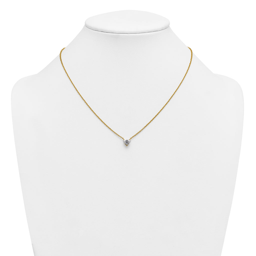 14ky Heart Certified Lab Grown VS/SI+ G+ Complete Diamond Pendant with Chai