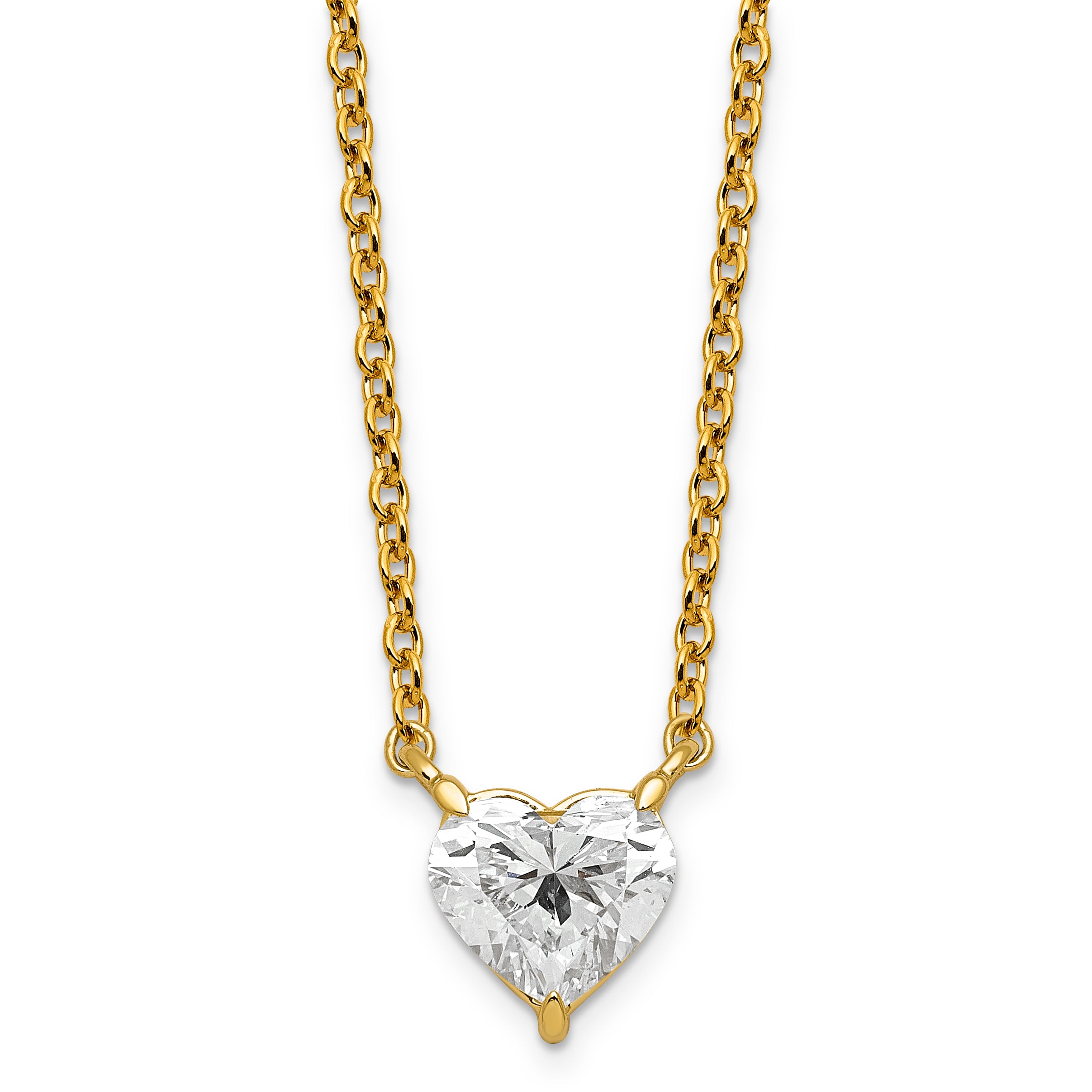 14ky Heart Certified Lab Grown VS/SI+ G+ Complete Diamond Pendant with Chai