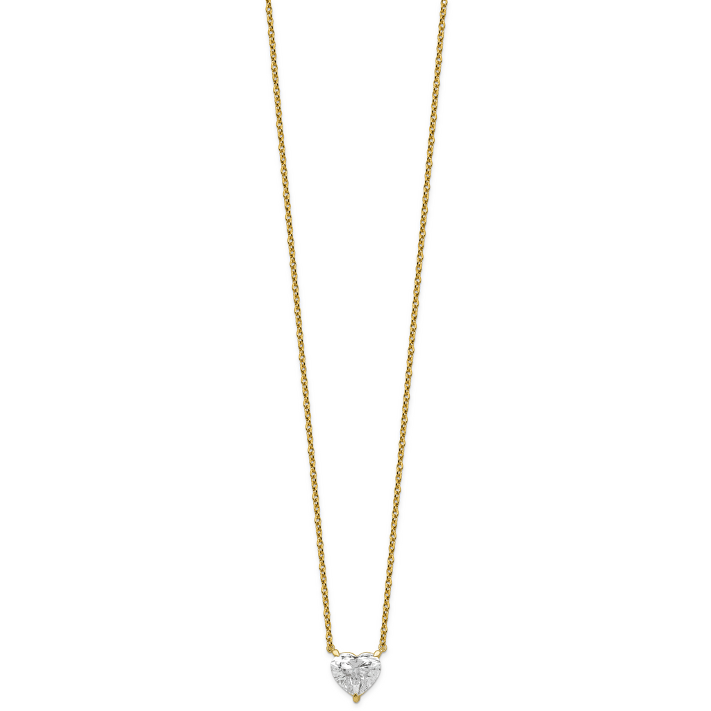 14ky Heart Certified Lab Grown VS/SI+ G+ Complete Diamond Pendant with Chai