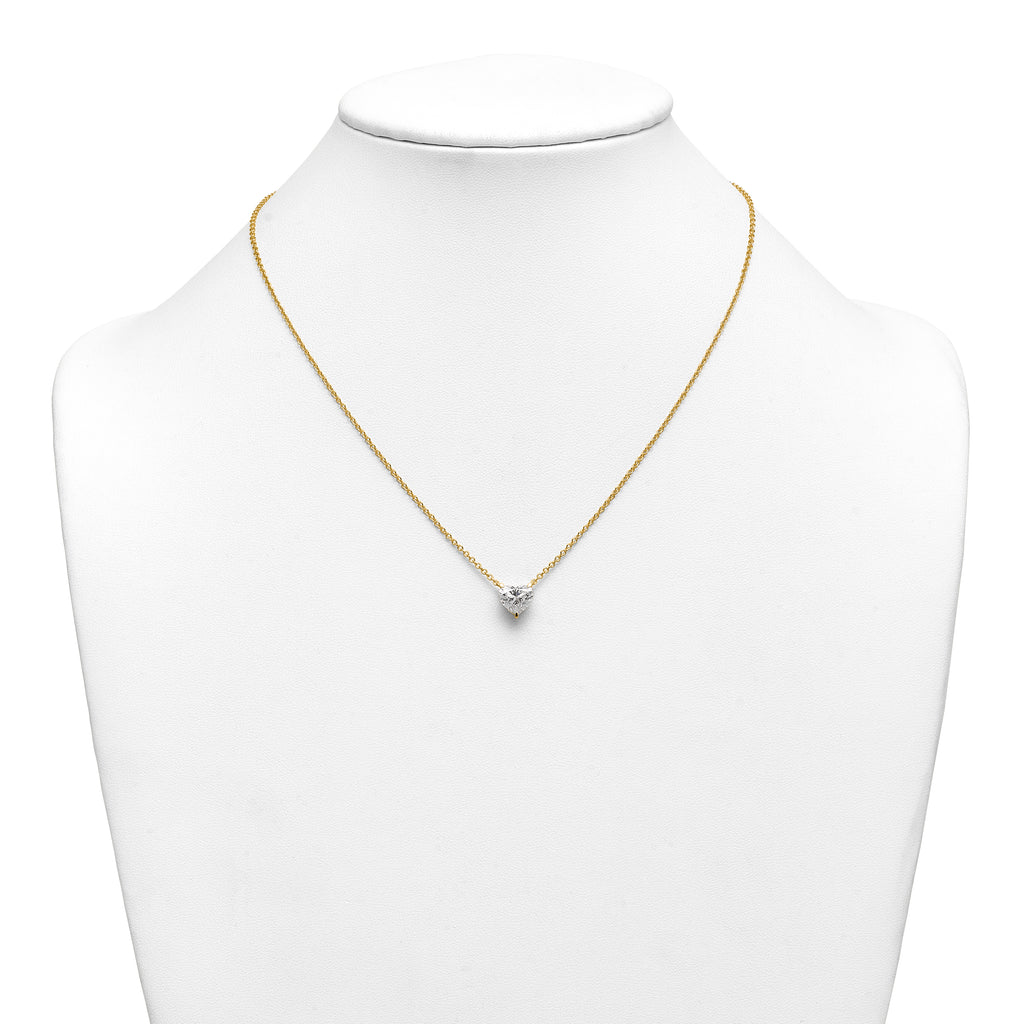 14ky Heart Certified Lab Grown VS/SI+ G+ Complete Diamond Pendant with Chai