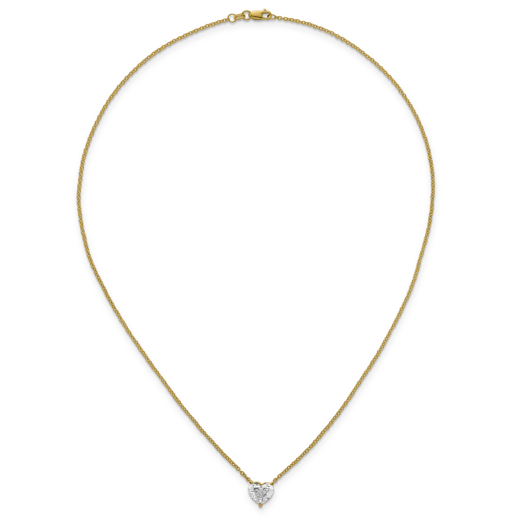 14ky Heart Certified Lab Grown VS/SI+ G+ Complete Diamond Pendant with Chai
