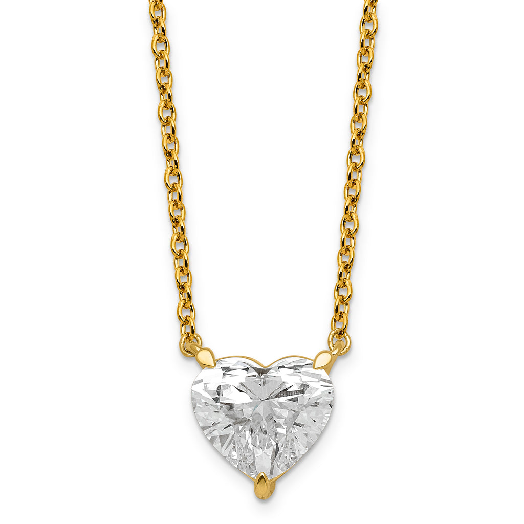 14ky Heart Certified Lab Grown VS/SI+ G+ Complete Diamond Pendant with Chai