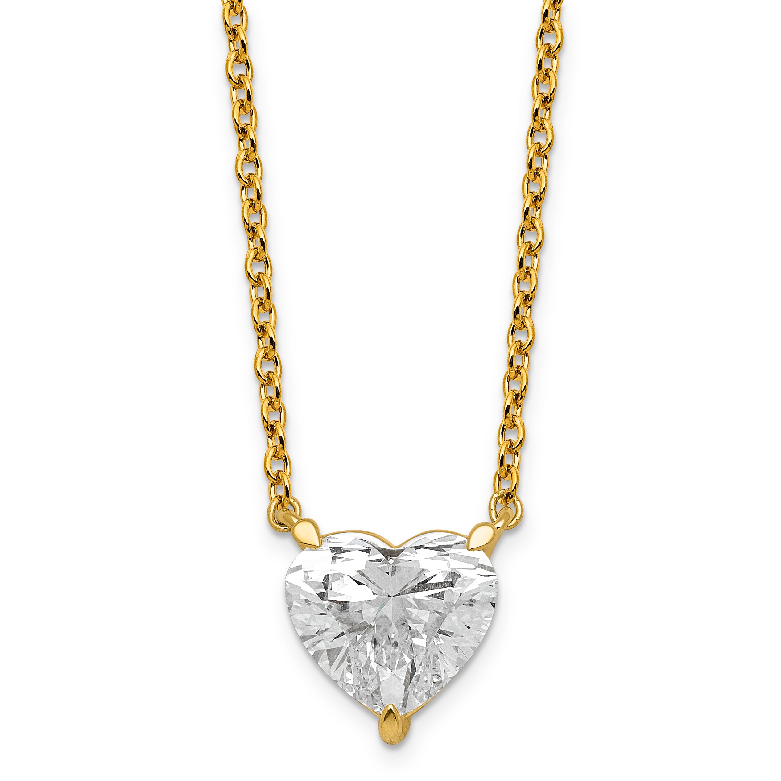 14ky Heart Certified Lab Grown VS/SI+ G+ Complete Diamond Pendant with Chai