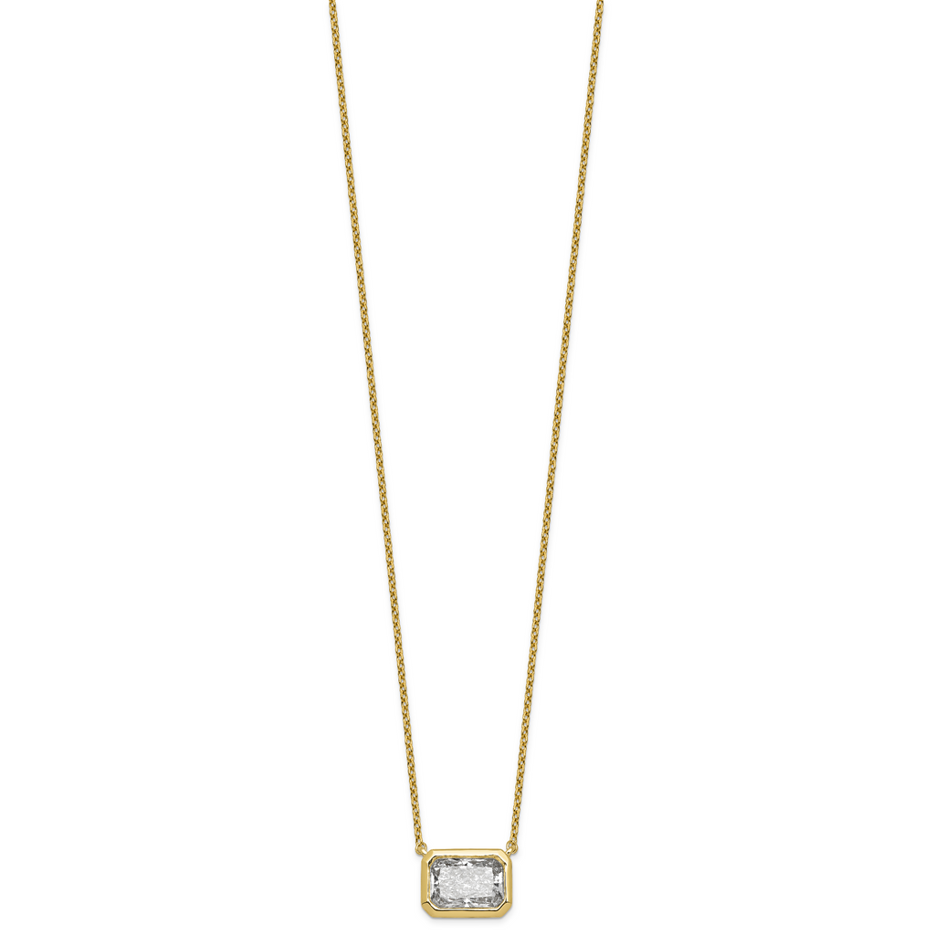 14ky Radiant Certified Lab Grown VS/SI+ G+ Complete Diamond Pendant with Ch