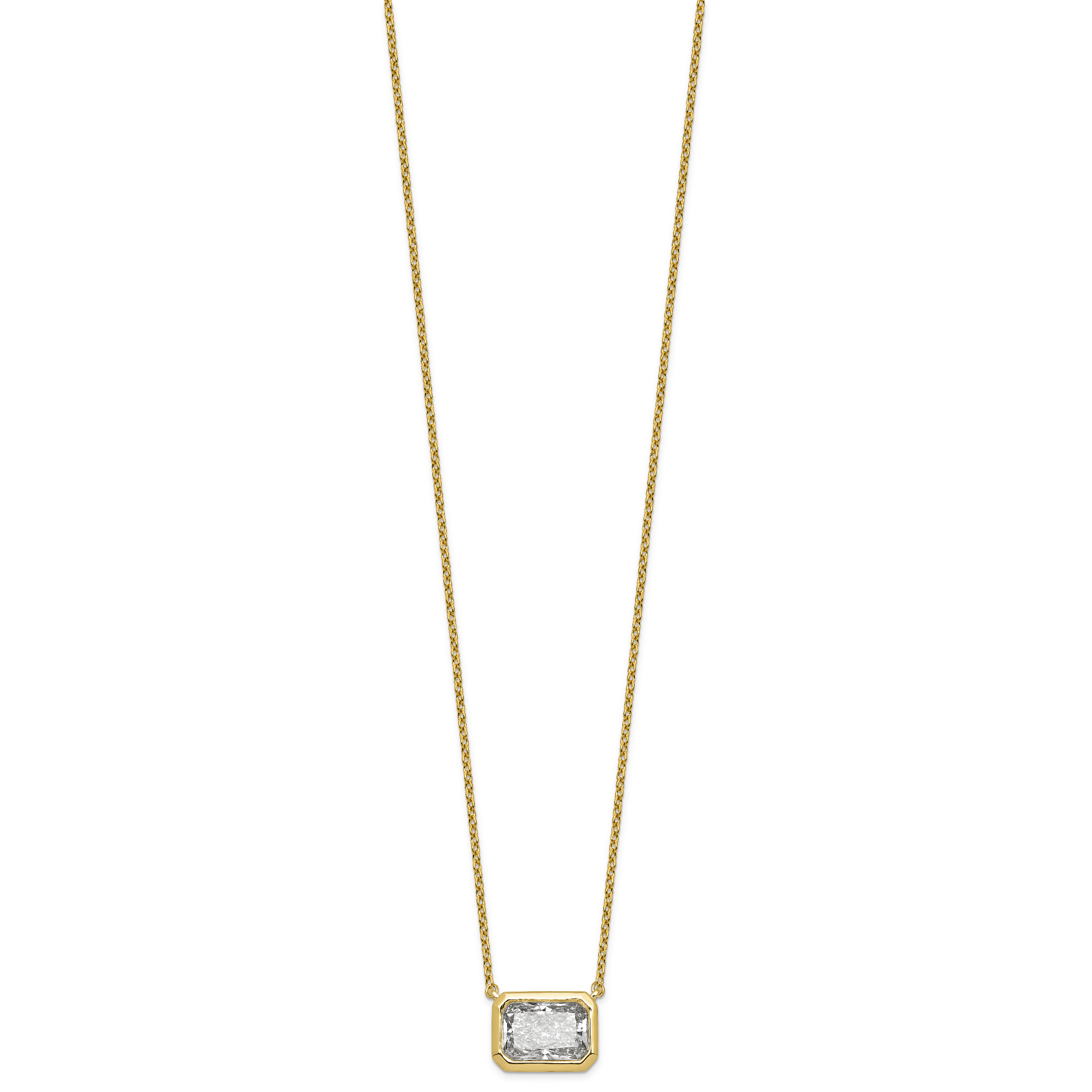 14ky Radiant Certified Lab Grown VS/SI+ G+ Complete Diamond Pendant with Ch